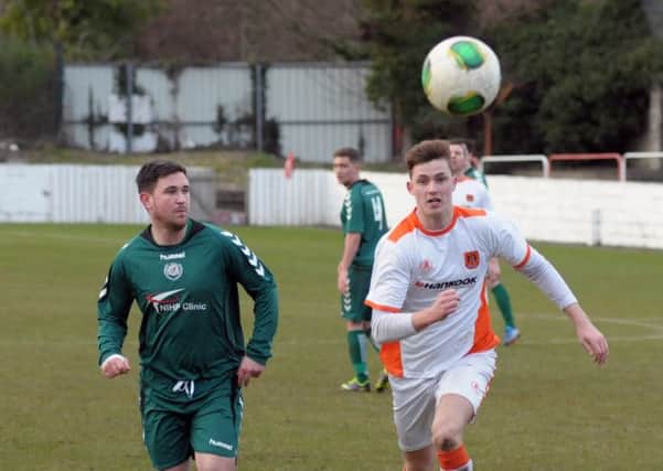 Carrick's Daniel Kelly pictured during the 1-0 defeat to Dundela.  INLT 10-225-AM