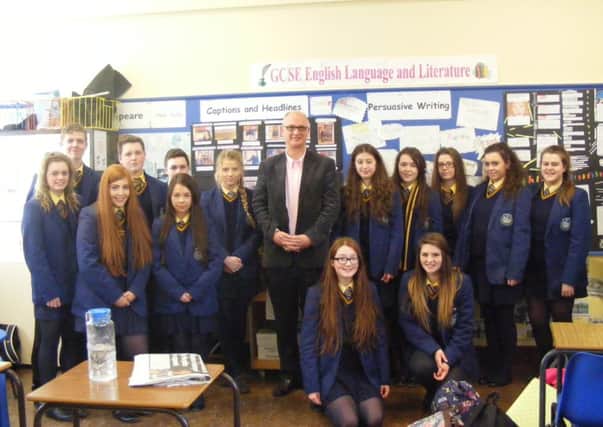 Mr Kevin Beatty and the GCSE Journalism pupils at St Michael's