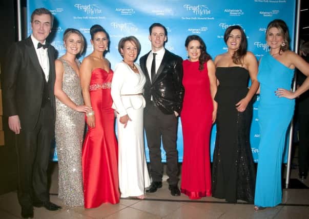 Pictured from left to right: James Nesbitt, Aisling Bremner, Tanya McGeehan, Janette Duffy, Connor Phillips, Lisa Duffy, Roisin Duffy and Sarah Travers