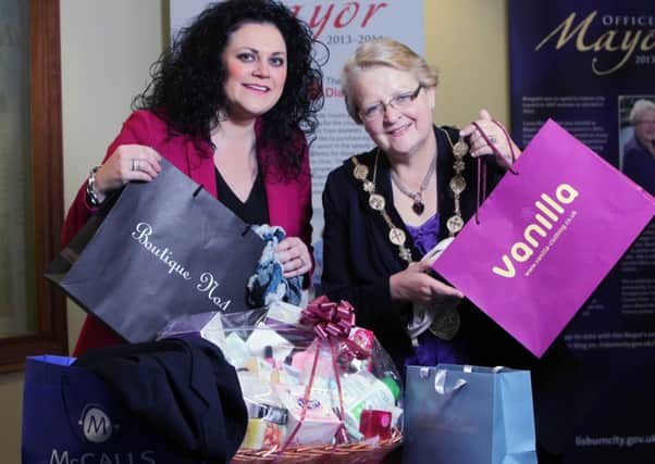 The Mayor of Lisburn, Councillor Margaret Tolerton and Mrs Belinda O'Neill, President of the Lisburn Chamber of Commerce launch the forthcoming Ladies Evening at Lagan Valley Island.  This charitable evening is supported by local retail businesses and is a joint initiative between the Council and the Chamber.