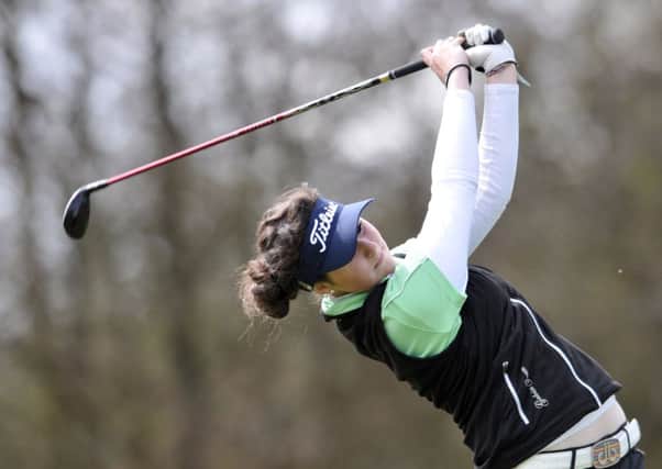 Olivia Mehaffey (Royal County Down Ladies) driving on the 11th tee on her way to victory in the Irish U18 Girls' Open Strokeplay Championship at Roganstown Golf Club today (21/04/2013).