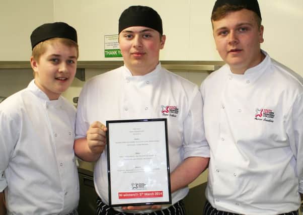 A team of talented Hospitality and Catering students from South Eastern Regional College won the prestigious Brakes Student Chef Team Challenge. Team members Jamie Rea, Euan Sibbald and Andrew Cassling recently travelled to Southern Regional College to participate in the high profile live cook-off event.