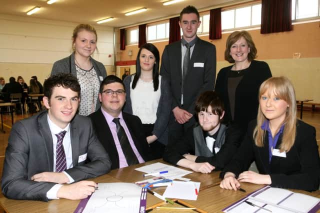 Sixth form students from Dunclug College who took part in a "Forced Age Assessment Centre". INBT12-210AC