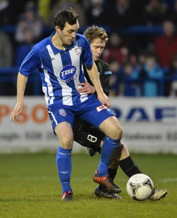 Michael Hegarty in action for Coleraine. 
©Russell Pritchard / Presseye