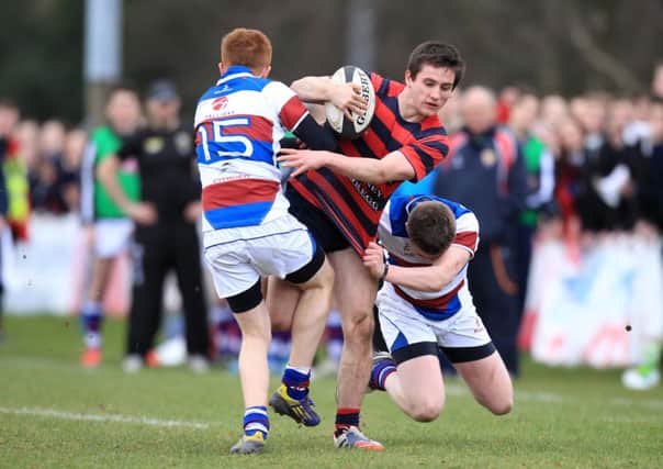 Ballymena Academy mount an attack during Wednesday's Subsidiary Shield final at Shaw's Bridge. Picture: Press Eye.