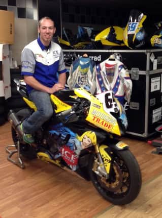 Peter Hickman pictured with the Ice Valley/Motorsave BMW he will race at the 2014 Vauxhall International North West 200.
 PACEMAKER