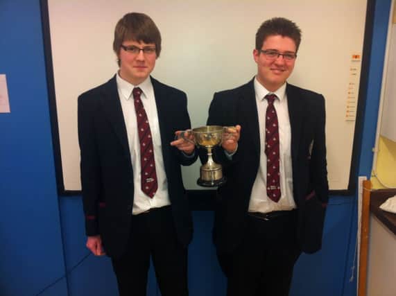 Aaron Wilson and Craig Smylie won the Ulster Schools pairs competition and were second in the Irish Schools pairs. INCT 13-701-CON