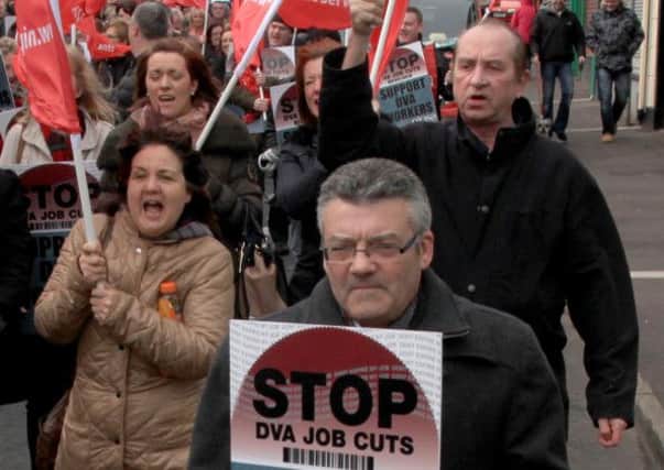 21 Mar 2014 DVLA protest at loss of jobs at Motor Tax office in Coleraine and centralisation to Swansea.PICTURE KEVIN MCAULEY PHOTOGRAPHY MULTIMEDIA