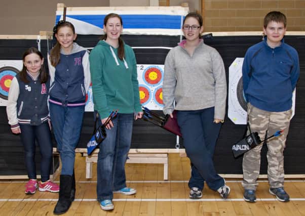 From left to right Tierna McLoughlin, Grace Norris, Kayleigh O'Donnell, Paige Heath and Sean Temple who were winners at the Northern Ireland Field Archery Association Indoor Championships.