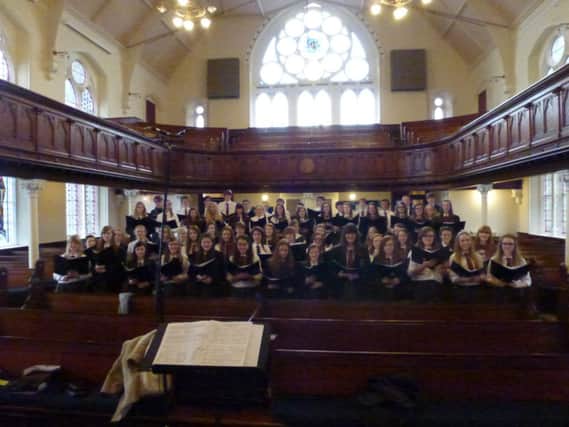 Carrickfergus Grammar School Senior Choir recording their radio broadcast. INCT 13-702-CON