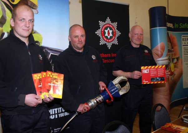 Members of the Northern Ireland Fire and Rescue Service at the Ballymoney Road Safety event.INBM14-14 123F