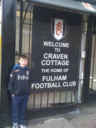 Coleraine FC Academy player Alexander Gawne pictured outside Craven Cottage.