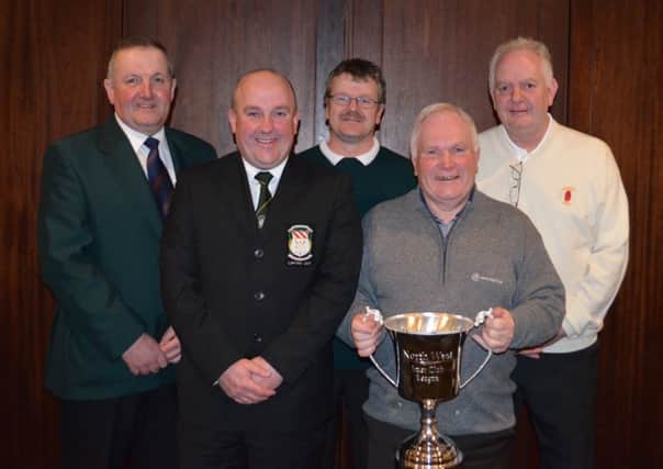 Pictured is the new North-West Inter-Club Golf Committee, the competition teeing off this summer. From left George Fitzpatrick (Foyle), Kevin McDermott (Buncrana), Derek Powell (Roe Park), Trevor Lewers (Faughan Valley) and John John Logue (Competition Convenor).