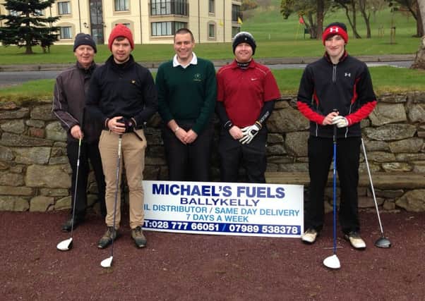 Some of the participants in Saturday's Roe Park club stableford sponsored by Michael Fuels competition. From left to right Brendan Mullan, Peter Mullan (Captain); Neville Martin, Kieran Doherty and John O'Kane.