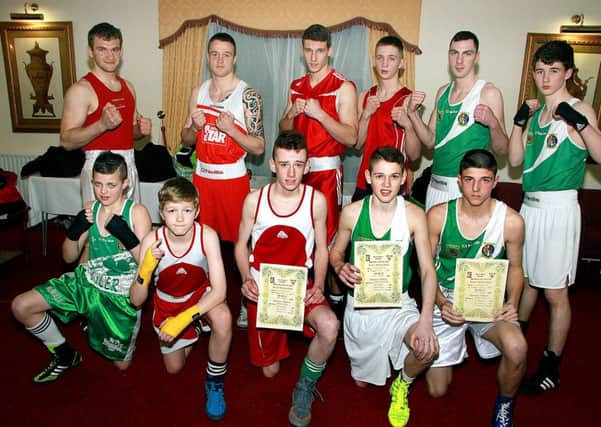 All Saints Boxing Club fighters who took part in Saturday's fight at Leighinmohr House Hotel. INBT 15-937H