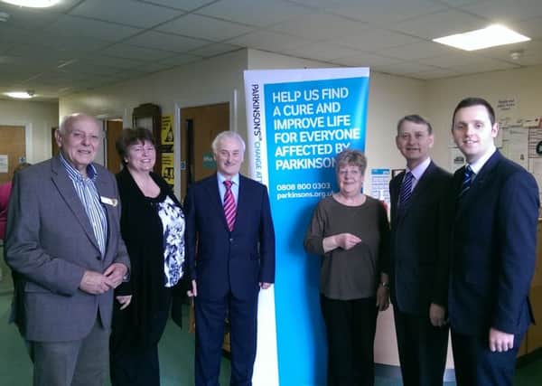 Irish Street Community Centre held a coffee morning on Wednesday (April 9) to raise awareness of Parkinson's.
Drew Thompson, Maurice Devenney, Niree McMorris, Gary  Middleton with Jack Glenn the NI Director for Parkinson and Laura Smyth the Chairperson of the Foyle Branch.