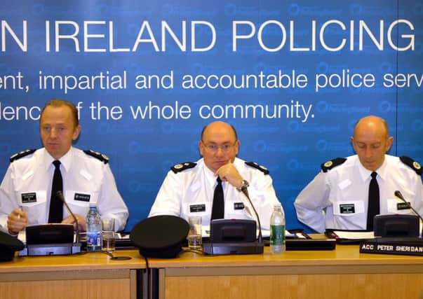 (L-R) Hugh Orde, PSNI Chief Constable, Paul Leighton, Deputy Chief Constable and Peter SHeridan, Assistant Chief Constable in 2006.