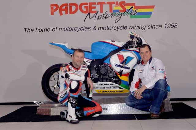 Bruce Anstey and John McGuinness  with the new Valvoline liveried Padgett's Honda that they will race in 2014.
PICTURE BY STEPHEN DAVISON