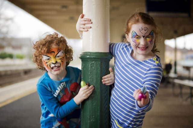 Smiley faces will be all aboard the seaside train to Portrush this Easter Monday as Translink is running a special Lifes better family  train from Belfast, which will be packed full of egg-cellent activities, including face painting and balloon modeling. Happy chappies Liam and Anna Carson sample some chocolate eggs as they get their ticket to ride for this special family-friendly train.

The train departs from Great Victoria Street, Belfast at 9.40am on Monday 21 April and will be stopping off at Antrim and Ballymena and departing again from Portrush at 5.32pm. Tickets must be obtained in advance at selected stations so pick up your boarding card to claim your place.

For further details visit www.translink.co.uk or join in the conversation at #translinklifesbetter

Picture by Brian Morrison