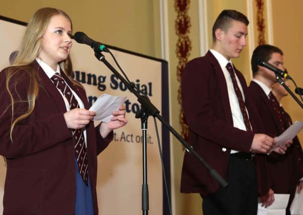 Sarah Gwynne from Foyle College 'Speaking Out' about the issue of 'mental health' at Belfast City Hall.