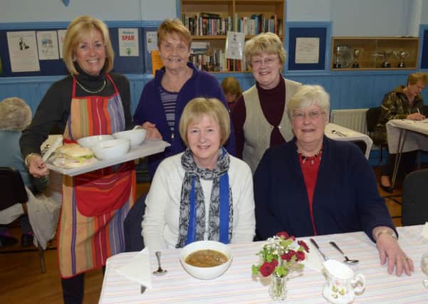 Heather Rea with (front): Liz Adair, Liz Beattie and (back): Sandra Appli and Helen Carson at the Lenten Lunches held by the United Parish of Whitehead and Islandmagee in St Patrick's Church, Whitehead. INCT 16-336-PR