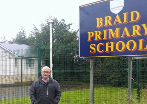 Ballymena SF Councillor Paul Maguire pictured at the former Braid Primary School.