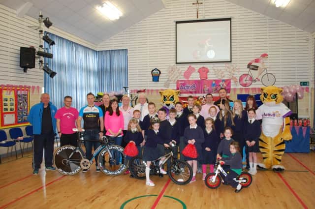 Getting into the Giro d'Italia spirit at St Patrick's and St Brigid's Primary School. INBM17-14