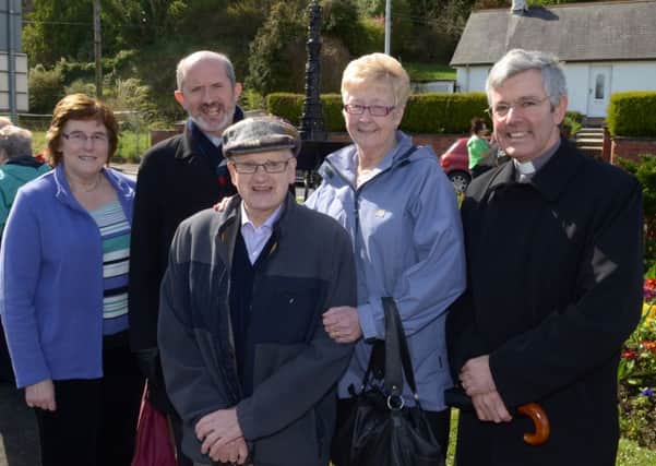 Isabel and George Apsley, Rev Dr Colin McClure, Myra Picken and Archdeacon Stephen Forde at the Tullygarley fountain. INLT 16-410-PR