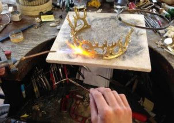 The goldsmiths at Steensons in Glenarm spent 30 hours creating this crown for season four of Game of Thrones.The piece was worn by the character Joffery  Baratheon at his wedding.  INLT 17-675-CON