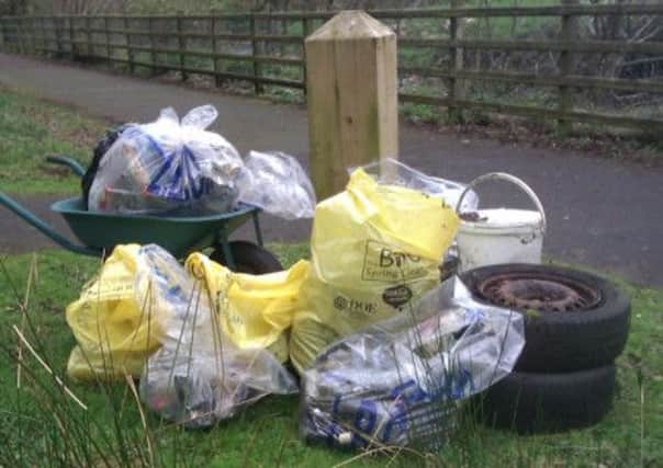 The results of a recent Claudy litter clean-up.