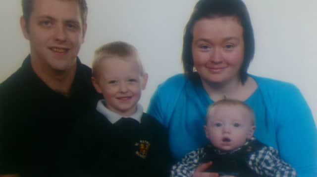 Bridget McGinty and John Gray pictured with children Eunan and wee John. INBM18-14