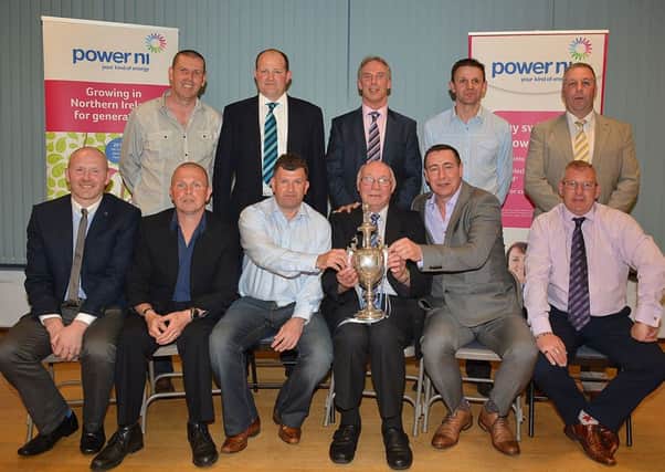 Ballymena United's 1989 Irish Cup-winning squad pictured at Saturday night's reunion dinner in the Des Allen Suite.
