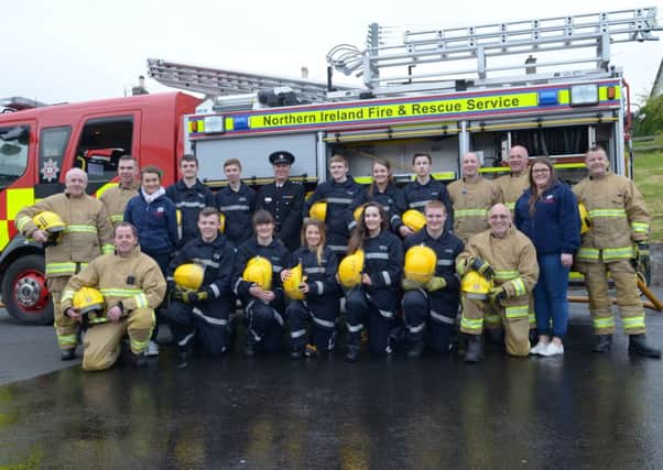 Carnlough Fire Cadets and fire fighters at the  parents' night. INLT 18-416-PR