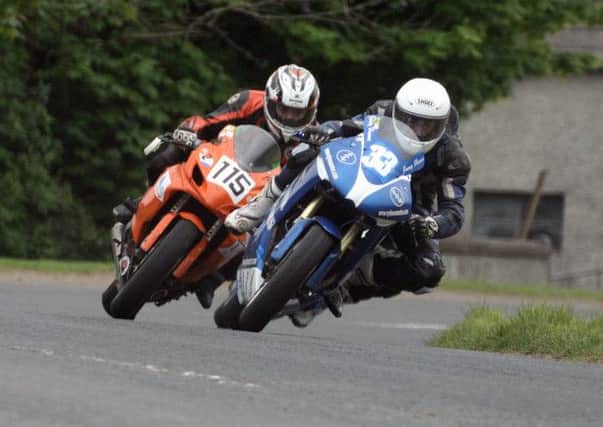 Antrim's Mark Hanna on his Triumph at Tandragee. Picture: Roy Adams