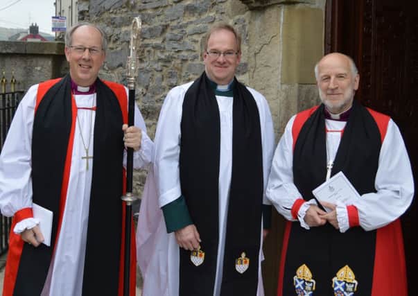 Bishop Ken Good, Dean Barrett and Archbishop David Chillingworth.