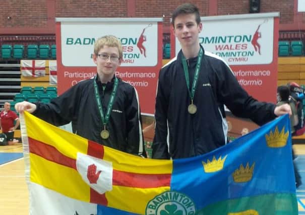 Kyle Magee (left) and Paul Reynolds after winning a Gold Medal for Ireland at the U15 Four Nations Quadrangular