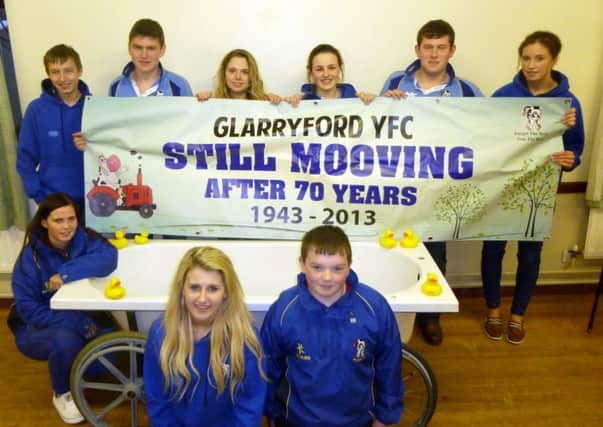 Members of Glarryford YFC who are preparing for a 70 mile "bath" push to raise money for the clubs charities Clic Sargent and Meningitis Now.