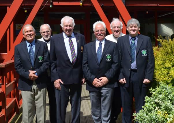 GUI representatives and our club representatives which are (left to right) Peter Graham, Silverwood vice captain, George Marsden ULster GUI official, Peter Sinclair, Ulster GUI Chairman, Frank Gallagher, Silverwood club captain, Colin McNeill, Ulster GUI official and Silverwood president Kieran Murray.