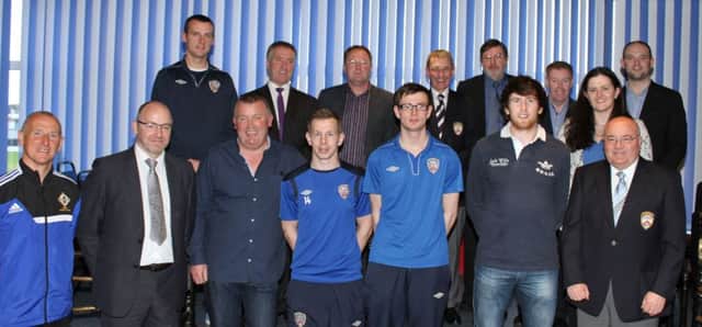The platform party at the Coleraine FC Academy awards night. More pictures in next week's paper
