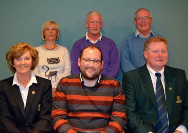 Prize winners from the recently played May Day Drinks Inc Open competition at Foyle Golf Club. Front row left to right: Denise Callan (Lady Captain); Kevin McDermott Winner and Mr Chris Lynch (Captain). Back row left to right: Faye McGrotty (Lady Winner); Jim McGrotty (Second); Gary Etherson's Father Visitor.