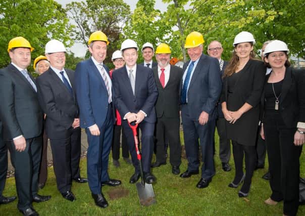 An Taoiseach Enda Kenny turning the first sod on the second stage of the North West Regional Science (NWRSP) at Letterkenny. Photo Clive Wasson.