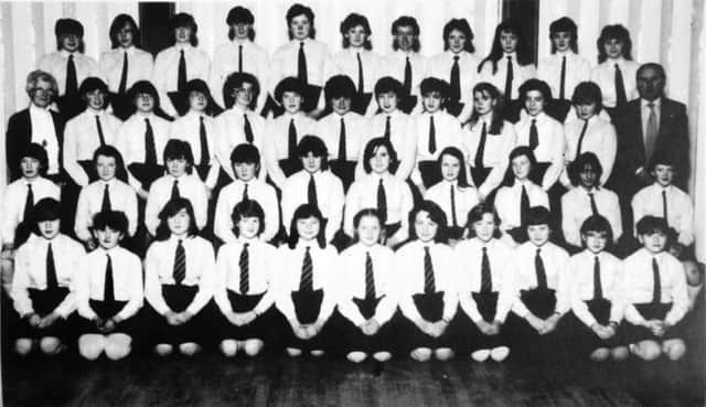 1983 - Miss Strong and Mr Farren with Cambridge House girls school choir. INBT20-761F