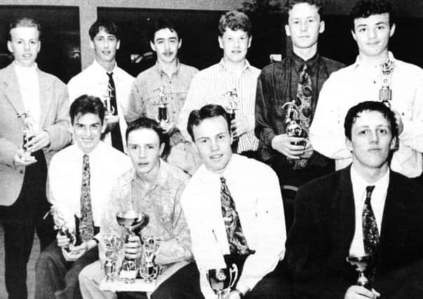 1992 - Award winners at the Galgorm Rangers presentation night in the Leighinmohr House Hotel. INBT17-763F