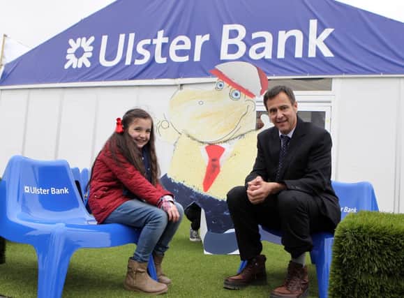 Aimee -Jayne McMullan from Ballycastle who was a runner up in the Henri Hippo dress design competition pictured with Cormac McKervey Senior Agricultural Manager Ulster Bank.. Pic Steven McAuley