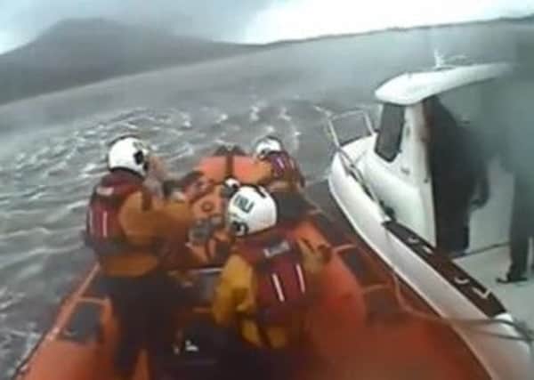 A volunteer lifeboat crew with Lough Swilly RNLI were involved in the dramatic rescue of a lone fisherman on Sunday, May 18, 2014).