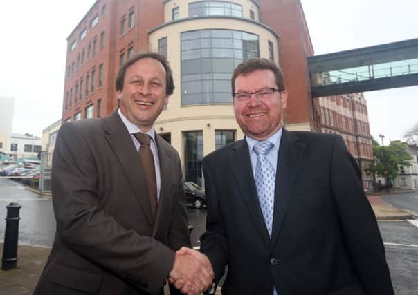 North West Regional College have appointed Leo Murphy (left) as its new CEO and Principal. Chairperson of NWRC Gerard Finnegan is also pictured.