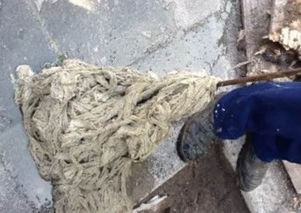 Rags which caused a blockage in the sewer system at Rathcoole's Deer Fin Park. INNT-22-700-con