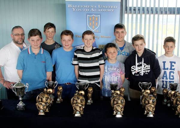 The Ballymena United Youth U-14 Lisburn League squad photographed at their annual awards night. INBT 22-808H