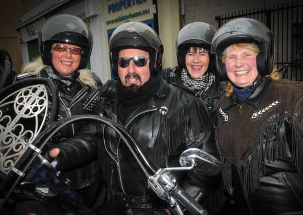 'Kruger' and his angels pictured at the Maghera Cancer Research UK committee Motorcycle Ride Out.