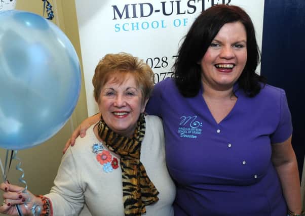 Mid Ulster School of Music Patron Olivia Nash, pictured with principal Fiona Donaghy. INMM4213-137ar.